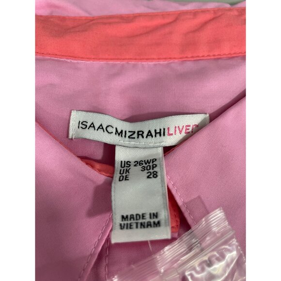 Isaac Mizrahi Live Color Block Poplin Dress Plus Petite Size 26 Classic Pink NEW - Picture 3 of 6